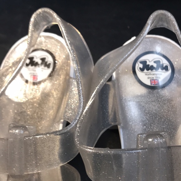 Jujus Chunky Silver Sparkle Jelly Heels with White Sole NWT - Picture 8 of 13